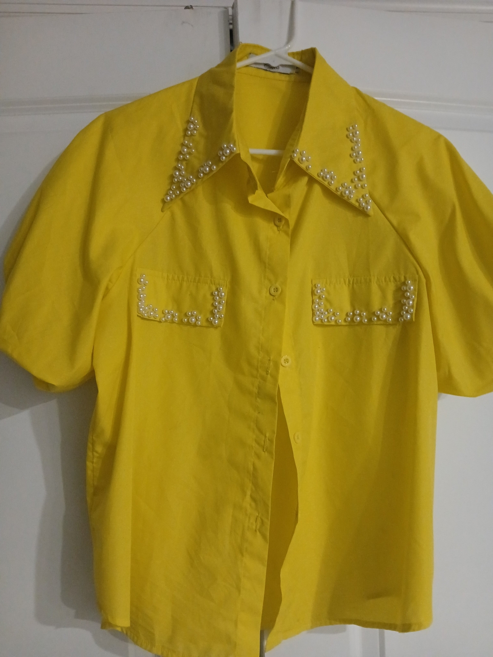 Yellow Embellished Short-Sleeve Shirt - Brand Unspecified
